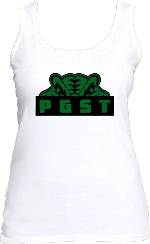 Ladies Racerback Tank White Full Chest Logo 2
